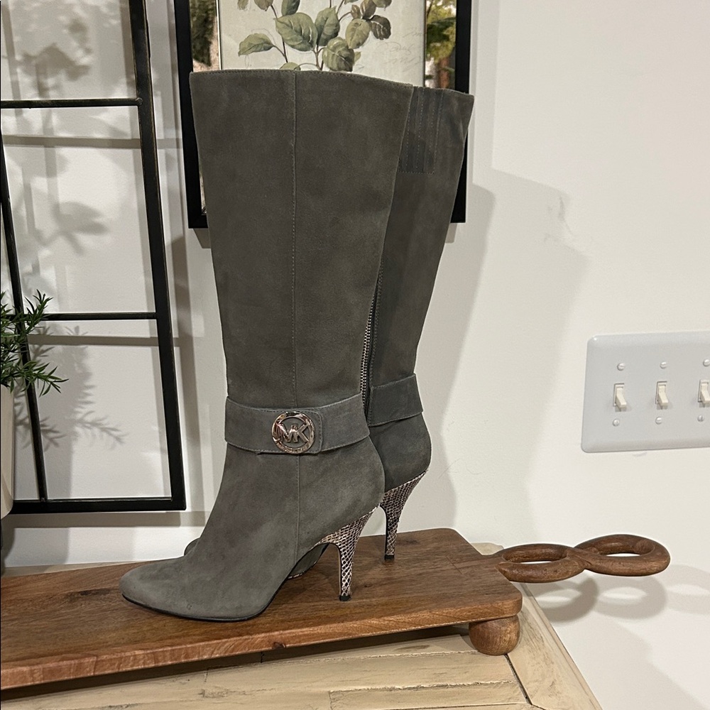 Michael Kors Dark Gray Heeled Boots - Picture 2 of 3